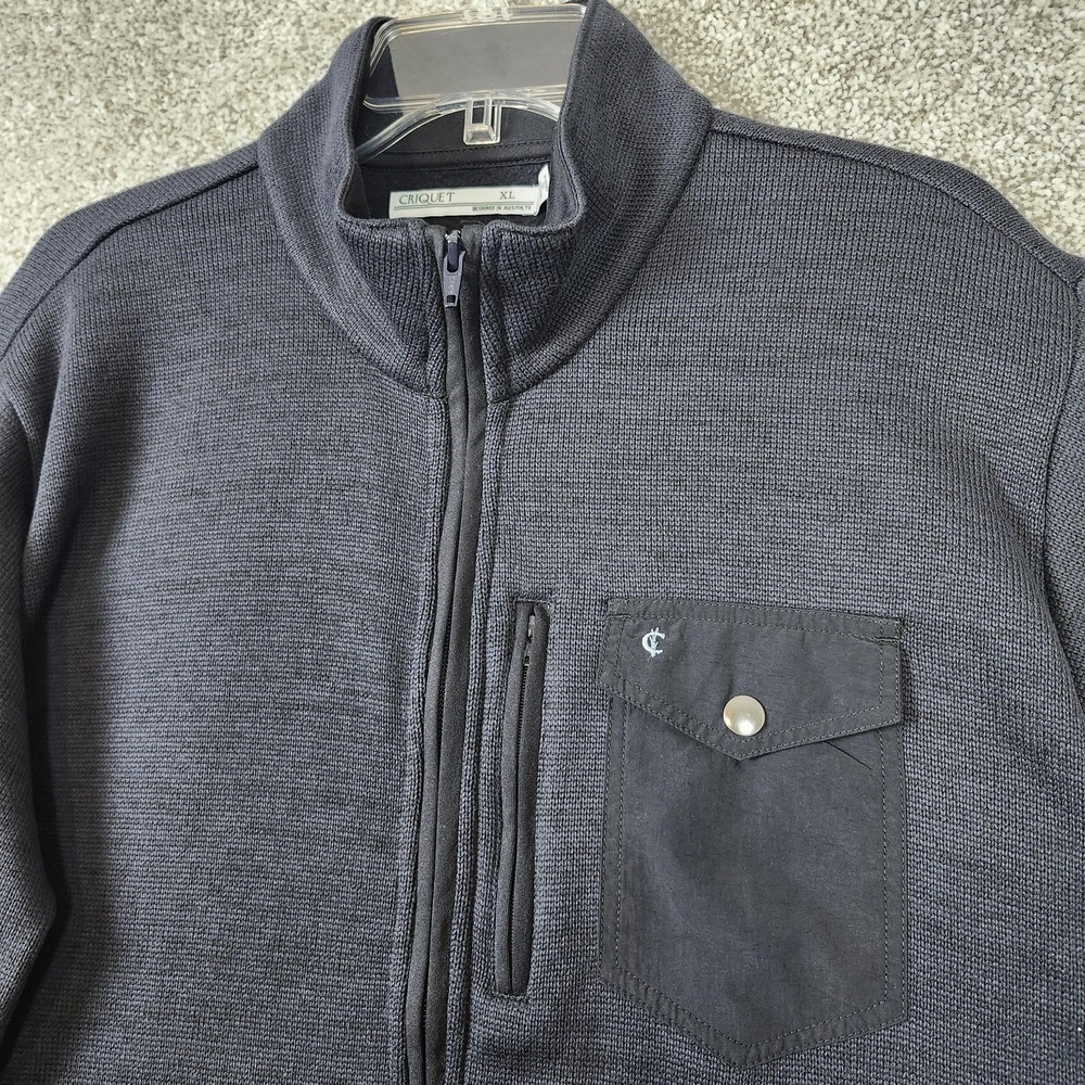 Criquet Jacket Mens XL Blue Fleece Lined Full Zip Golf Windbreaker Knit